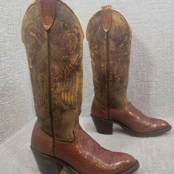 Laredo Women's Size US 5B Brown Leather Western Cowboy Boots Made in USA - Picture 4 of 8
